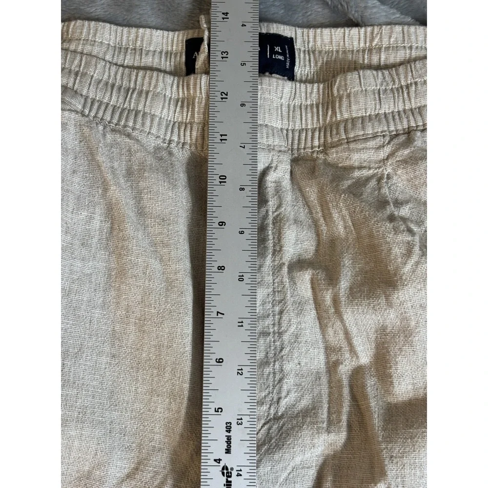 Abercrombie & Fitch Mens Linen Blend Loose Straight Pull On Pant XL Light Beige